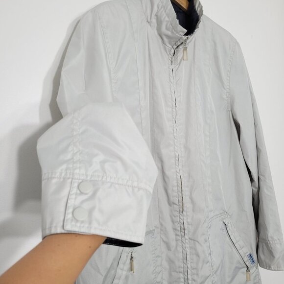 West Coast Connection Off White Windbreaker Trench Coat Jacket Zip Front Pockets - Picture 4 of 11